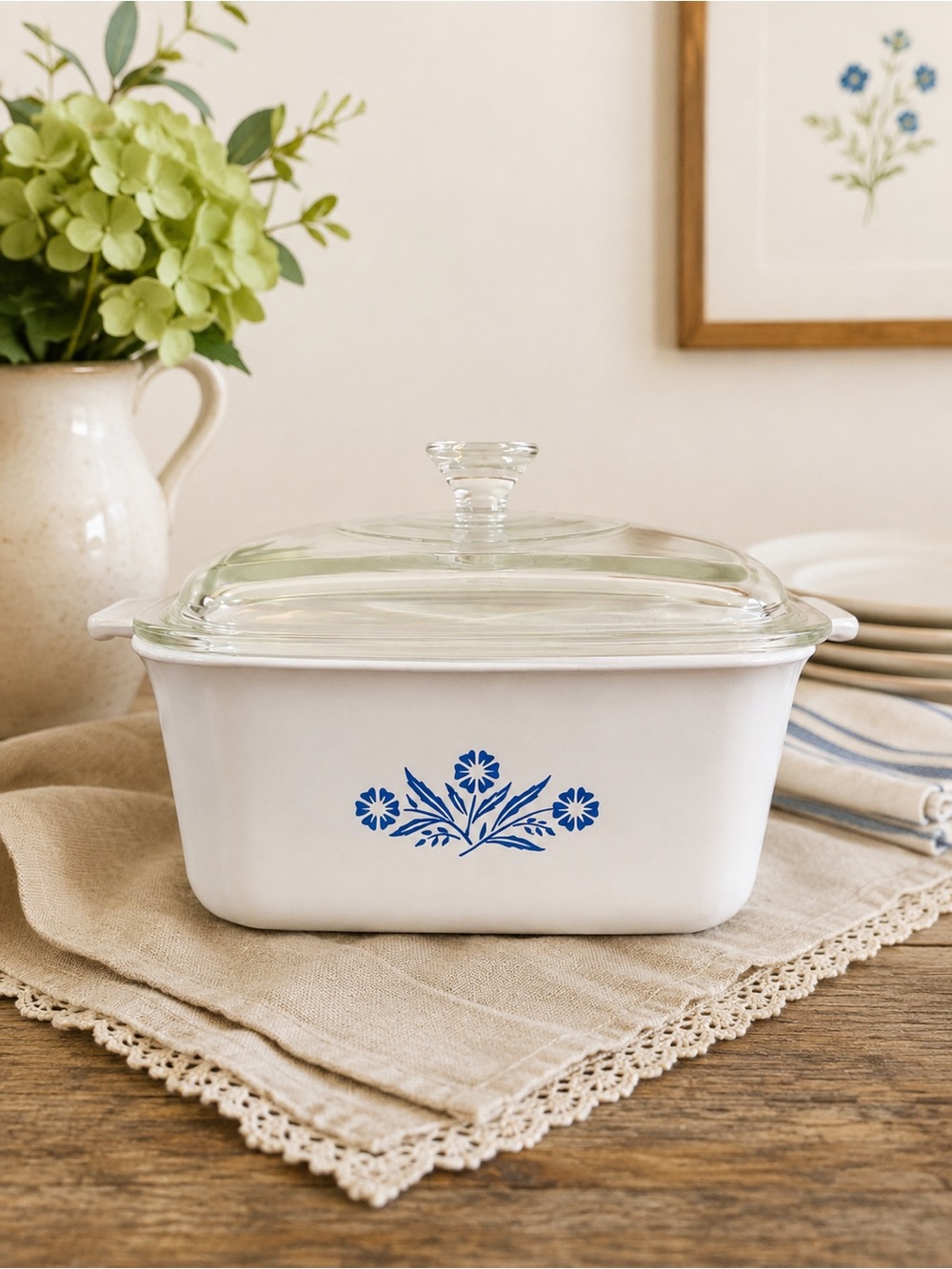 Vintage Corning Ware Blue Cornflower Casserole Dish w/ Glass Lid